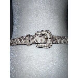 BERGDORF GOODMAN Phyton Snakeskin Covered Buckle Slim Belt